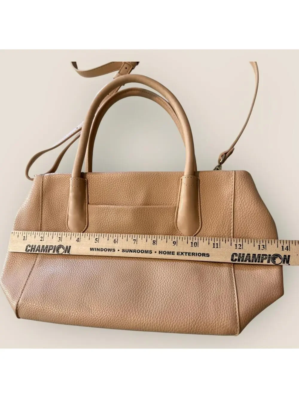 A New Day Tan Faux  Leather Women's Shoulder Bag Satchel
